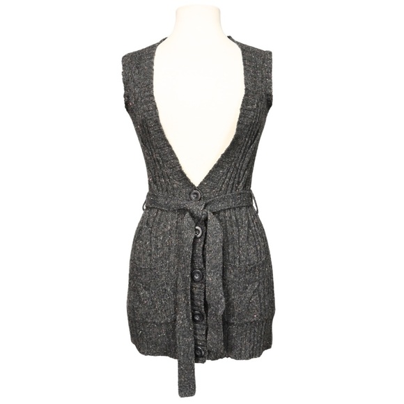 One Step Up Sweaters - Sweater Cardigan Vest Cable Knit Belted Gray Women’s Size S One Step Up